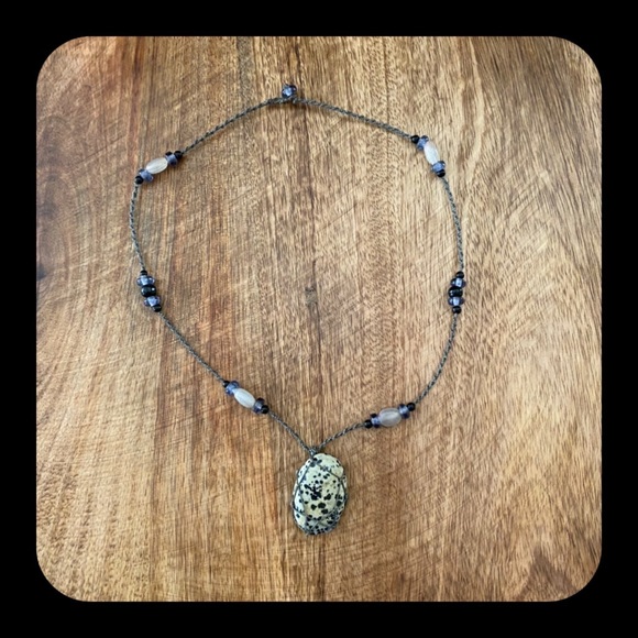 Jewelry - 🤙🏻3/$50 Jasper Dalmatian Beaded Stone Rope Necklace